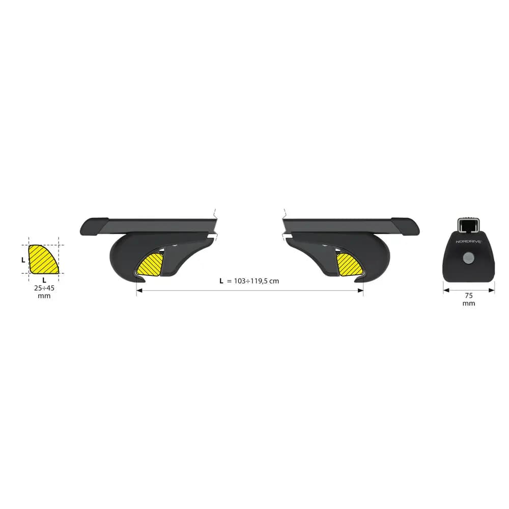 Strešný nosič Nordrive Quadra Rail pre Citroen C-Crosser - railing (2007–2013)