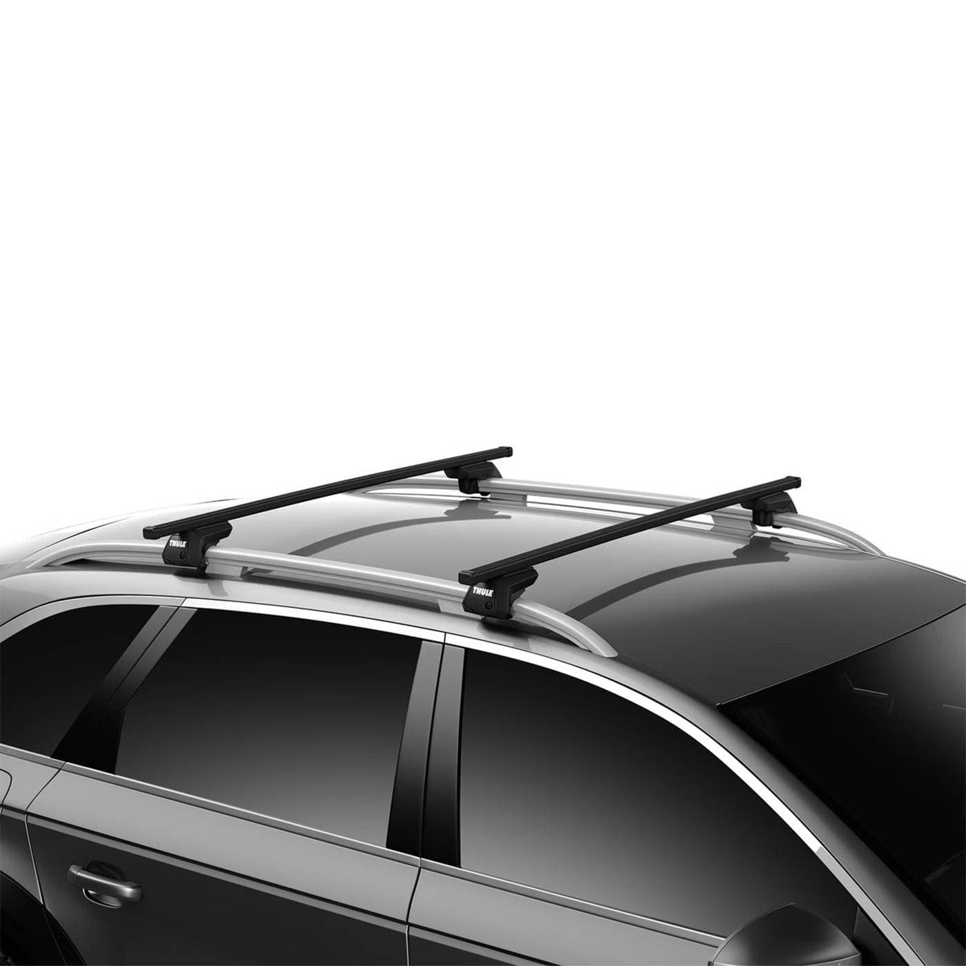 Strešný nosič Thule SquareBar EVO Black Jaguar X-Type Estate X400 (2008–2010) — Klasické lyžiny