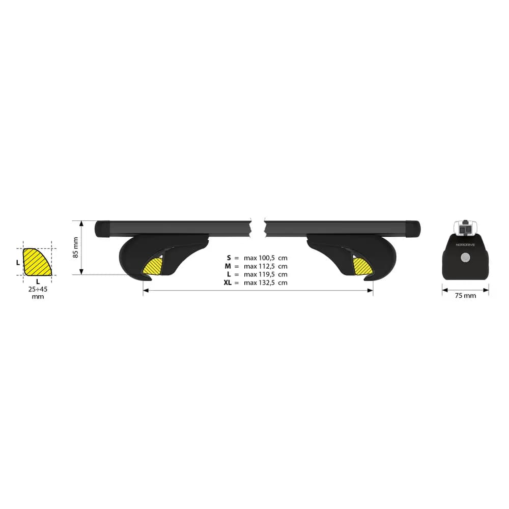 Strešný nosič Nordrive Helio Black Rail pre Audi A4 Avant - railing (1995–2001)