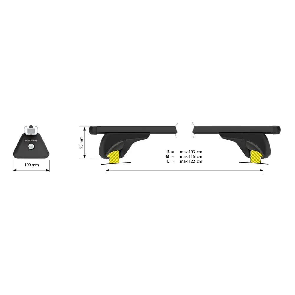 Strešný nosič Nordrive Helio Black Inrail pre Audi A3 Sportback 5p - flush (2004–2012)